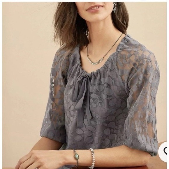 Garnet Hill Boheme Easy Lace Lined Dress Feminine Classic Minimalist Boho Sz 18 - Picture 4 of 16